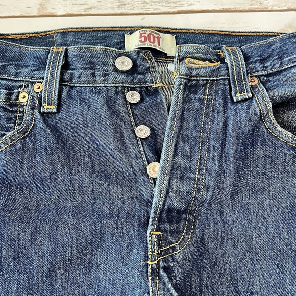 Levis 501 Denim Jeans Mens 32" x 36" Button Fly Straight Leg Blue Y2K Red Tab - Picture 6 of 12